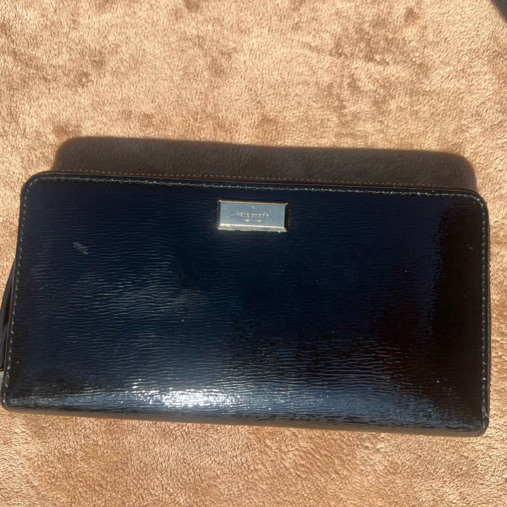 Kate Spade Zip Around Black Patent Wallet